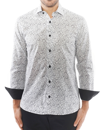 Black Cobblestone Print Dress Shirt