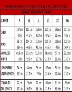 absolute rebellion men size chart