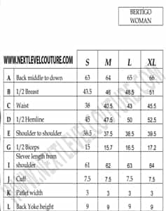 Bertigo women size chart