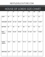 house of lords men size chart