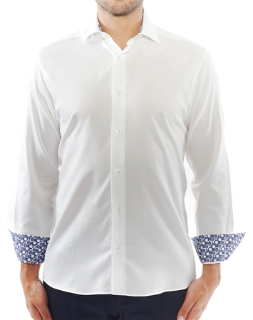 White Leaf Jacquard Print Shirt