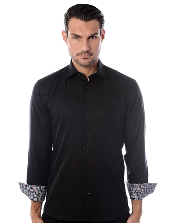 Black Line Jacquard Dress Shirt