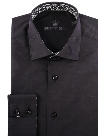 Black Camo Jacquard Dress Shirt