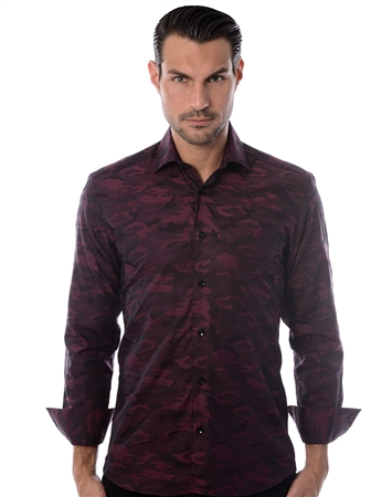 Red Camo Jacquard Dress Shirt