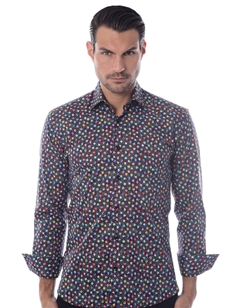 Black Multi Dot dress Shirt