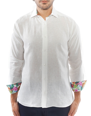 Elegant White Linen Dress Shirt