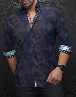 Au Noir Shirt Abraham Navy Tobacco