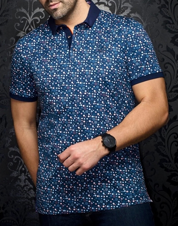 Au Noir Polo Adonis Navy Orange