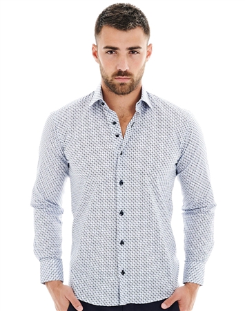 Bertigo Luxury Shirt with Blue and White Checkered Poplin Print | Aharon 05