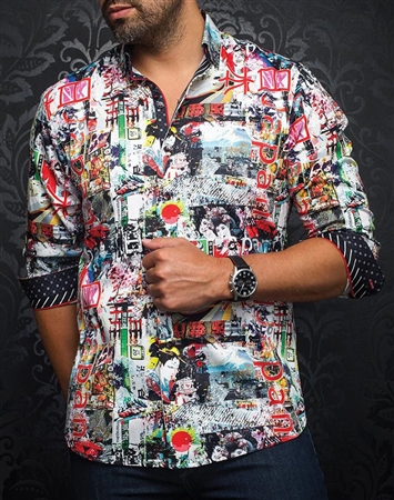 Men fashion button up - Japanese Print Shirt