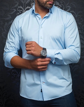 Men fashion button up shirt | light blue