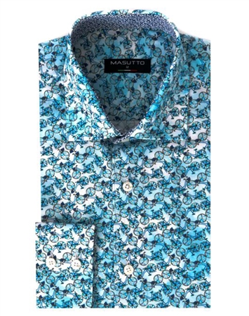 Luxury Sport Shirt - Turquoise Bicycle Print Shirt