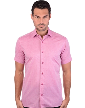 Fiery Fuchsia Men’s Linen Dress Shirt