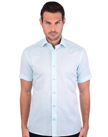 Electrifying Turquoise Men’s Linen Dress Shirt