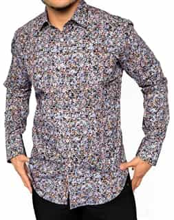 Black Geometric Floral - Designer Dress Shirt