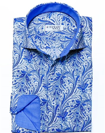 Blue Paisley Vine Dress Shirt
