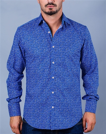 Casual Blue Shirt White Dots