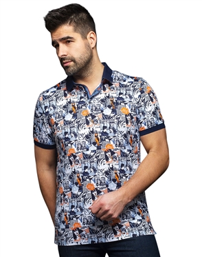 Men fashion polo|Navy orange