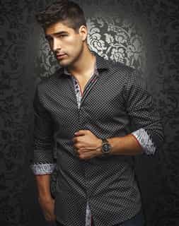 Men Sport Shirt: Luxury Black Dress Shirt