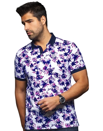 Men fashion button up shirt | white navy