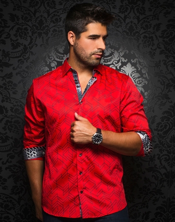 Designer Dress Shirt: Bossiano Red