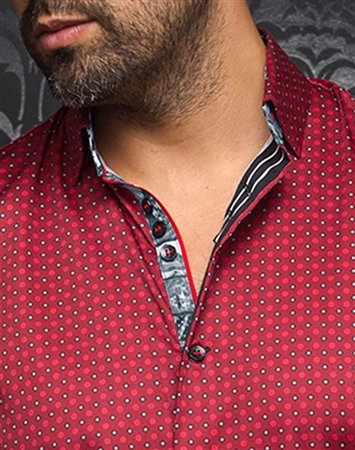 Men fashion button up shirt | burgundy