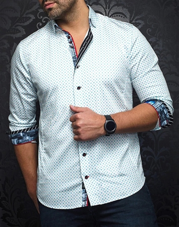 Men fashion button up shirt | turquoise