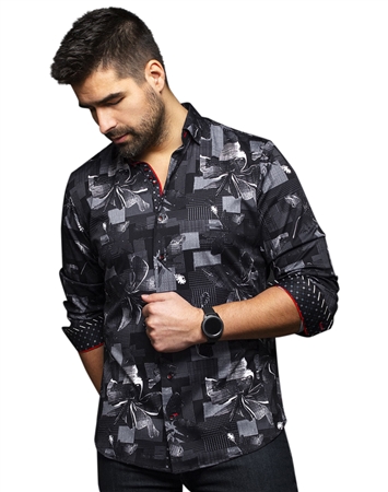 Men fashion button up shirt | black