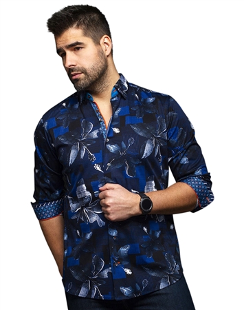 Men fashion button up shirt | navy