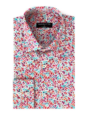 Elegant Men's Shirt  - White Floral Designer Shirt