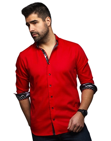 Men fashion button up shirt | red