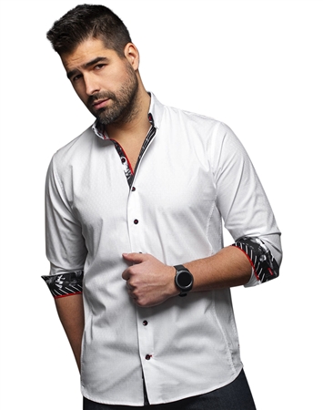 Men fashion button up shirt | white