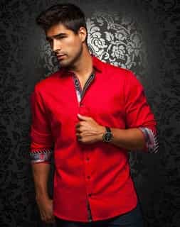 Men Red fashion Dress Shirt