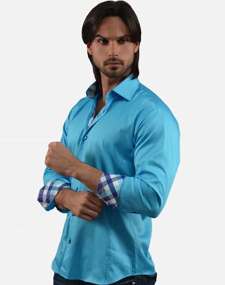 Men Dress Shirt | Via Uomo Shirts- Cesena Turquoise