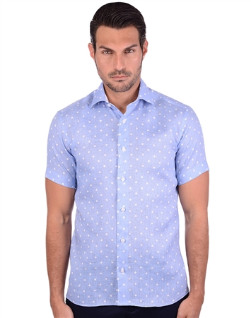 Polka Blue Button Down Dress Shirt