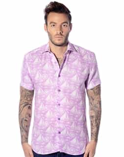 Fashion Short Sleeve Dress Shirt - Pink