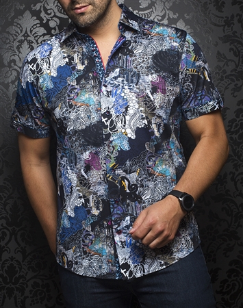 Au Noir Short Sleeve Shirt | Cleo Black Multi 