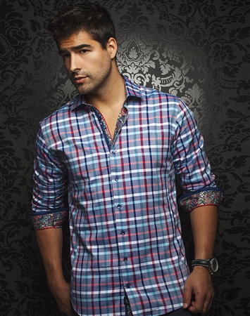 Designer Shirt: Luxury Red Check Sport Shirt