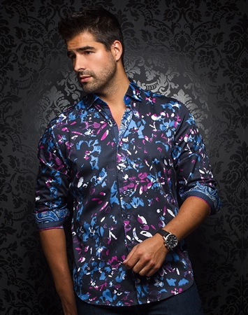 European Fashion Shirt - Cristobal Navy Fuchsia