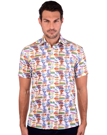 Multi Colored Short Sleeve Dress Shirt