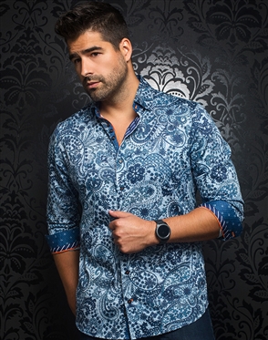 Au Noir Dress Shirt Dali Blue