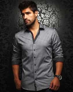 Men fashion Shirt: Charcoal Fashion Shirt