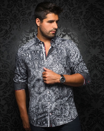 Designer Dress Shirt: Del Florino Black White