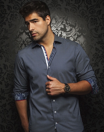 Luxury Shirt: Men Navy Dress Shirt