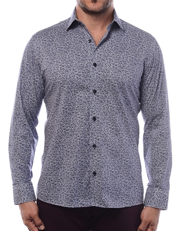 Sporty Dress Shirt - Light-Blue Designer Scale Print Shirt