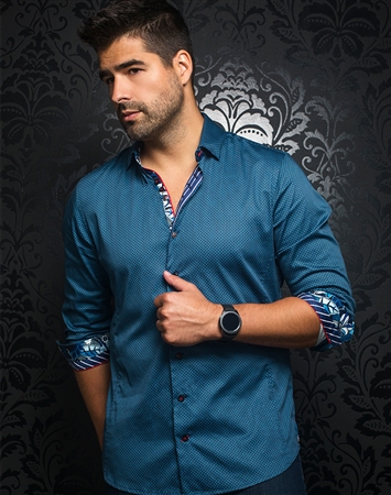 Au Noir Dress Shirt | Diamante Turquoise