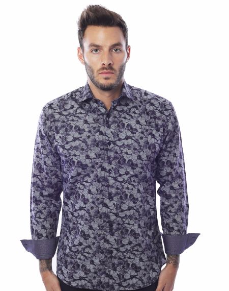 Navy Floral Sport Shirt