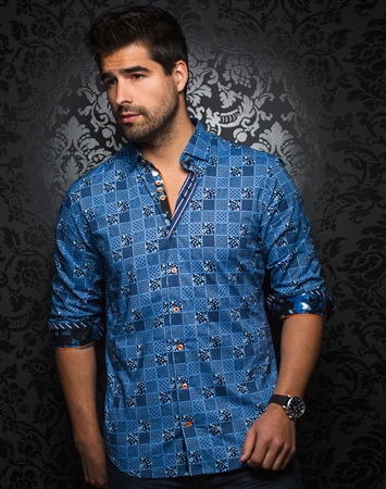 Designer Dress Shirt: Disalvio Midnight