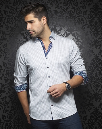 Sophisticated White Dress Shirt: Dixon White-Blue