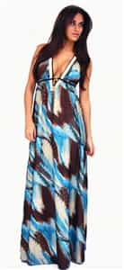 Donatella Dress Corrine Blue Brown Swarovski Dress